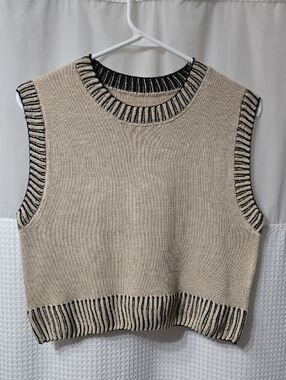 SHEIN Beige and Black Knit Tank Top